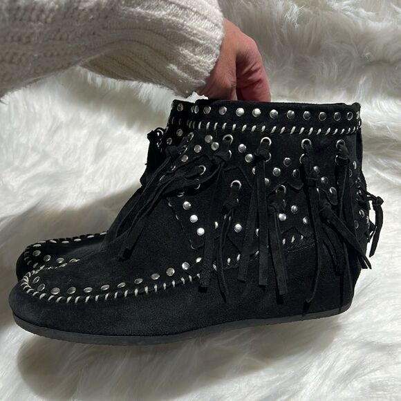 ASH Spirit Studded Suede Fringe Ankle Boots Size 39/8-8.5. B66 - Picture 5 of 10